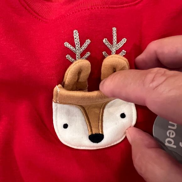 NWT GAP Baby Red W/Cozy Pocket Deer Applique Top & Red Dot Leggings - SIZE 3-6M - Picture 5 of 11